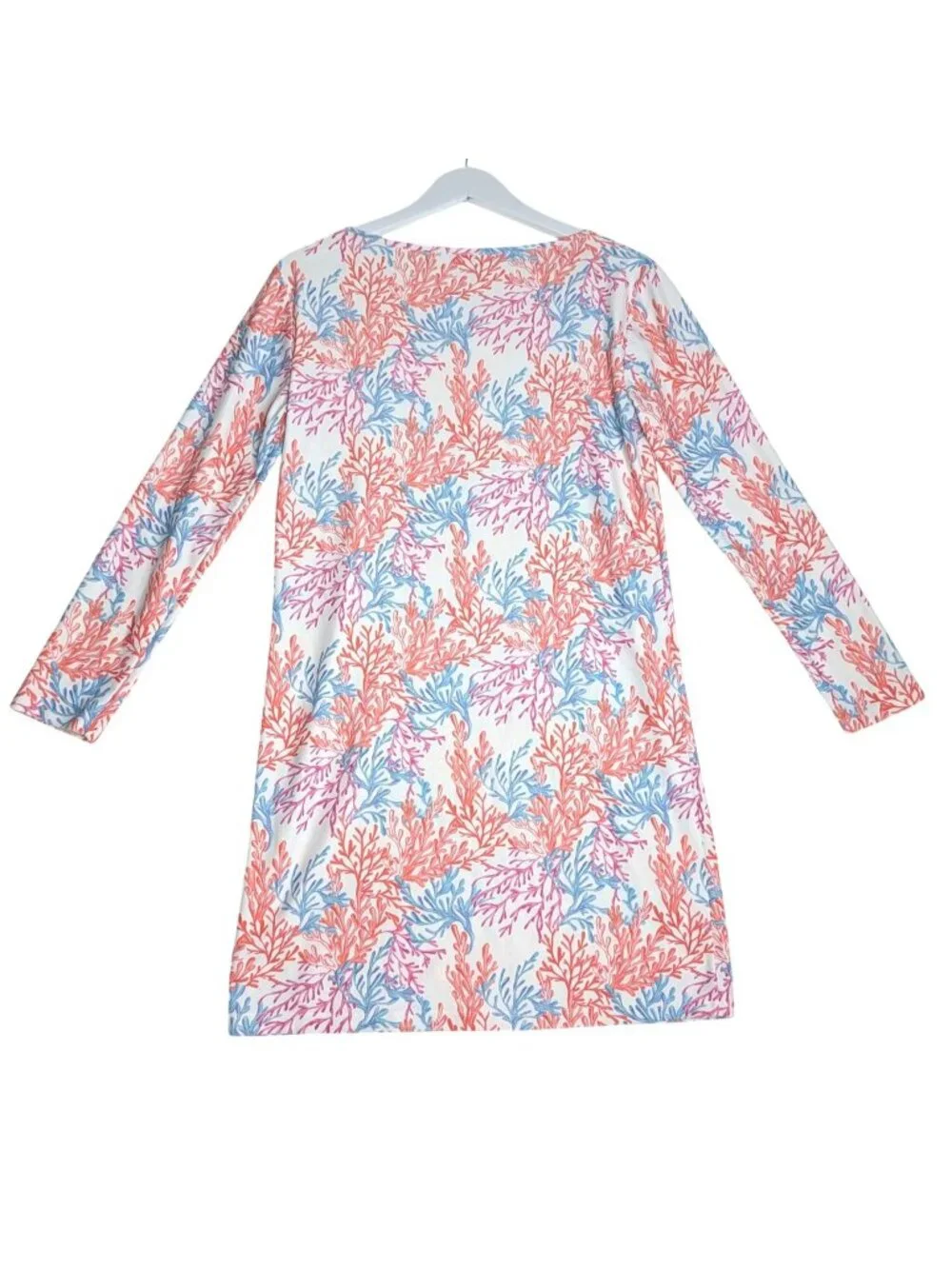 Glamourpuss NYC SPF 50 Sea Coral Print Long Sleeve Shift Dress S - Picture 2 of 9